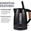 Elite Gourmet EKT-602 Electric BPA-Free Glass Kettle, Cordless 360° Base, Stylish Blue LED Interior, Handy Auto Shut-Off Function – Quickly Boil Water For Tea & More(Black)