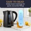 Elite Gourmet EKT-602 Electric BPA-Free Glass Kettle, Cordless 360° Base, Stylish Blue LED Interior, Handy Auto Shut-Off Function – Quickly Boil Water For Tea & More(Black)