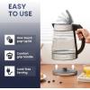 Elite Gourmet EKT-602 Electric BPA-Free Glass Kettle, Cordless 360° Base, Stylish Blue LED Interior, Handy Auto Shut-Off Function – Quickly Boil Water For Tea & More(Stainless Steel/Glass)
