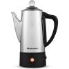 Elite Gourmet 6-Cup Electric Coffee Percolator – Stainless Steel, Fast Brewing, Keep Warm with Auto Shut-Off, Clear Brew Progress Knob, Cordless Serving Base, Reusable Filter, 1000W(6 Cup)