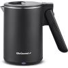 Elite Gourmet Dual Voltage 120-230V, Travel Double Wall Insulated Cool-Touch, 0.6L Electric Kettle Stainless Steel Interior, Hinged-Locking Lid, Auto Shut-Off, Boil Dry Protection, Black(0.6 Quarts (Pack of 6))