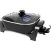 Elite Gourmet EG6201 Extra Deep 12″x12″x3.2″ (7.5Qt.) Scratch Resistant Dishwasher Safe, Non-stick Electric Skillet with Glass Vented Lid, Adjustable Temperature, Black(12″ x 12″ (7.5 Qt))