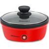 Elite Gourmet EGL-6101 Personal Stir Fry Griddle Pan, Rapid Heat Up, 650 Watts Non-stick Electric Skillet with Tempered Glass Lid, Red(8.5″)