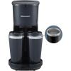 Elite Gourmet EHC116 Dual Drip Double Coffee Maker Brewer Includes Two 14 Oz Stainless Steel Interior Thermal Travel Mugs, Compatible with Coffee Grounds, Reusable Filter, Black(28 ounce)