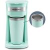 Elite Gourmet EHC117M Personal Single-Serve Compact Coffee Maker Brewer Includes 14Oz. Thermal Travel Mug with Stainless Steel Interior, Compatible with Coffee Grounds, Reusable Filter, Mint(Mint)