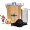 Elite Gourmet EIM402 Old Fashioned 4 Quart Vintage Wood Bucket Electric Ice Cream Maker Machine, Bonus Classic Die-Cast Hand Crank for Churning, Uses Ice and Rock Salt Churns Ice Cream in Minutes(Pine)