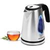 Elite Gourmet EKT-1271# Ultimate 1.7 Liter Electric Kettle – Stainless Steel Design & Cordless 360° Base, Stylish Blue LED Interior, Handy Auto Shut-Off Function – Quickly Boil Water For Tea & More(Stainless Steel)