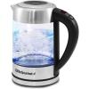 Elite Gourmet EKT-602 Electric BPA-Free Glass Kettle, Cordless 360° Base, Stylish Blue LED Interior, Handy Auto Shut-Off Function – Quickly Boil Water For Tea & More(Glass)