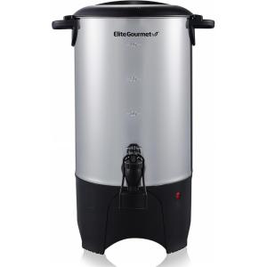 Elite Gourmet CCM040 Stainless Steel 40 Cup Coffee Urn Removable Filter For Easy Cleanup, Two Way Dispenser with Cool-Touch Handles Electric Coffee Maker Urn, Stainless Steel(40 Cup)
