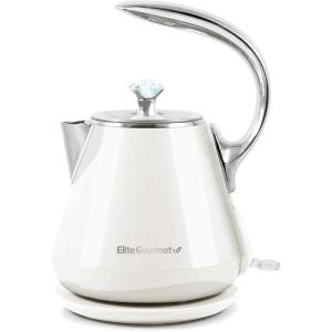 Elite Gourmet Dual Voltage 120-230V, Travel Double Wall Insulated Cool-Touch, 0.6L Electric Kettle Stainless Steel Interior, Hinged-Locking Lid, Auto Shut-Off, Boil Dry Protection, Black(1.4 Quarts)