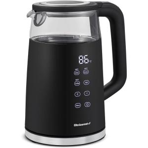 Elite Gourmet Dual Voltage 120-230V, Travel Double Wall Insulated Cool-Touch, 0.6L Electric Kettle Stainless Steel Interior, Hinged-Locking Lid, Auto Shut-Off, Boil Dry Protection, Black(1.9 Quarts)