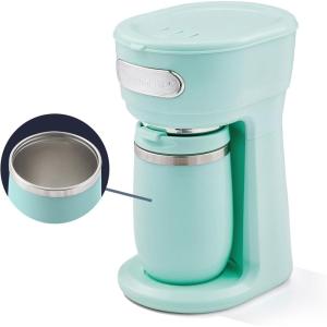 Elite Gourmet EHC113 Personal Single-Serve Compact Coffee Maker Brewer Includes 14Oz. Stainless Steel Interior Thermal Travel Mug, Compatible with Coffee Grounds, Reusable Filter, Black(Mint)