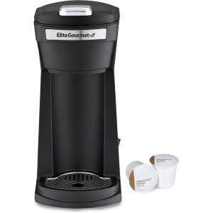 Elite Gourmet EHC116 Dual Drip Double Coffee Maker Brewer Includes Two 14 Oz Stainless Steel Interior Thermal Travel Mugs, Compatible with Coffee Grounds, Reusable Filter, Black(16 ounce)