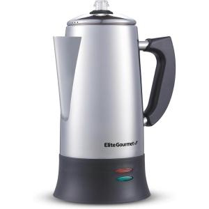 Elite Gourmet EHC116 Dual Drip Double Coffee Maker Brewer Includes Two 14 Oz Stainless Steel Interior Thermal Travel Mugs, Compatible with Coffee Grounds, Reusable Filter, Black(96-ounce/12 Cup)