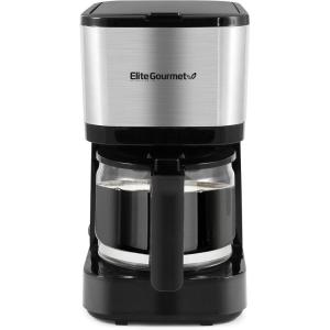 Elite Gourmet EHC9420 Automatic 5-Cup Brew & Drip Coffee Maker with Pause N Serve Reusable Filter, On/Off Switch, Water Level Indicator(Stainless Steel)