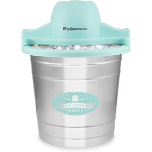 Elite Gourmet Maxi-Matic EIM-924L 4 quart Old Fashioned Electric Ice Cream Maker, Pine Bucket(Mint)
