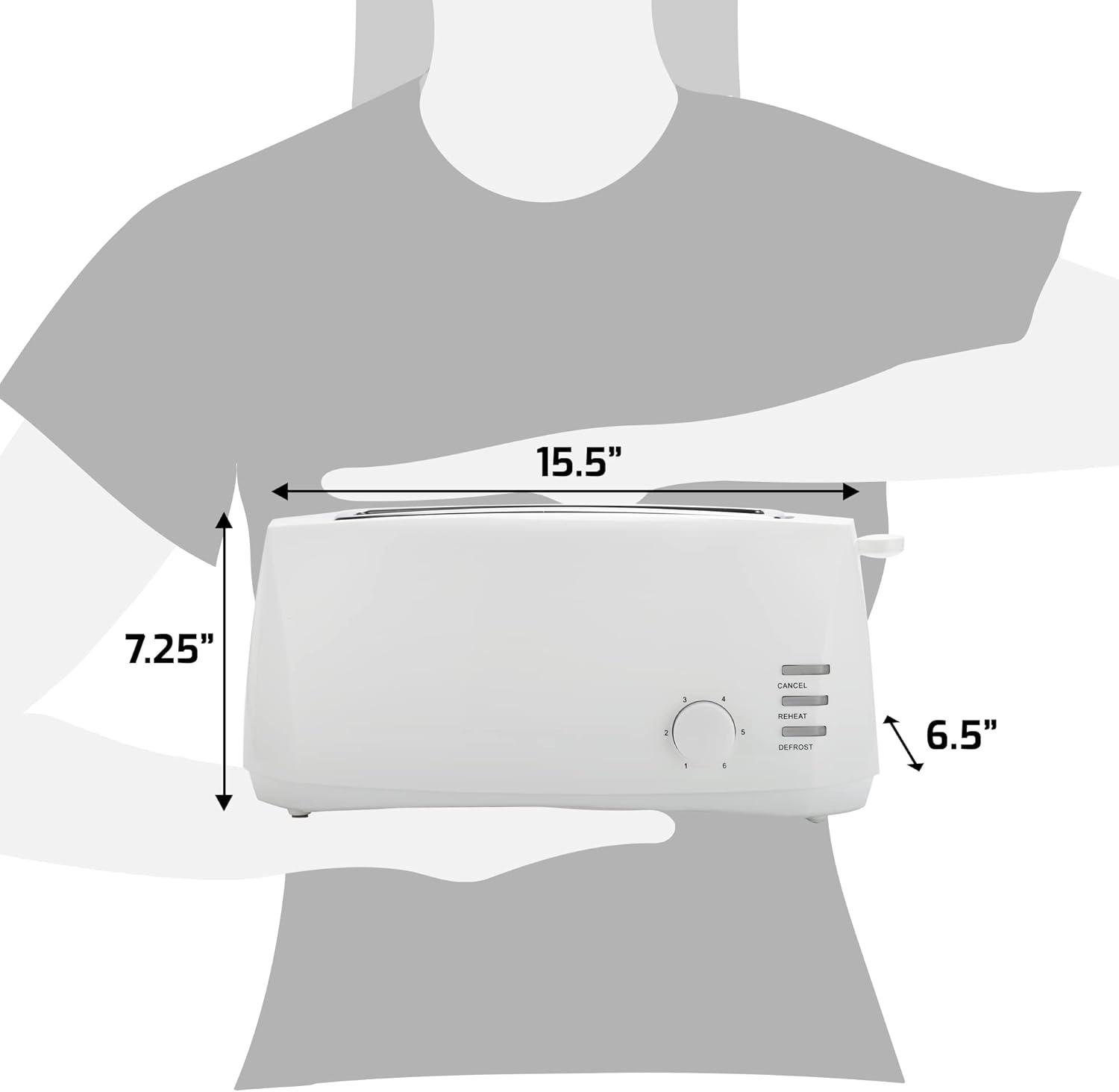 imageElite Gourmet ECT4829B Long Slot 4 Slice Toaster 6 Toast Settings Toaster Defrost Reheat Cancel Functions Slide Out Crumb Tray Extra Wide Slots for Bagels Waffles BlackWhite