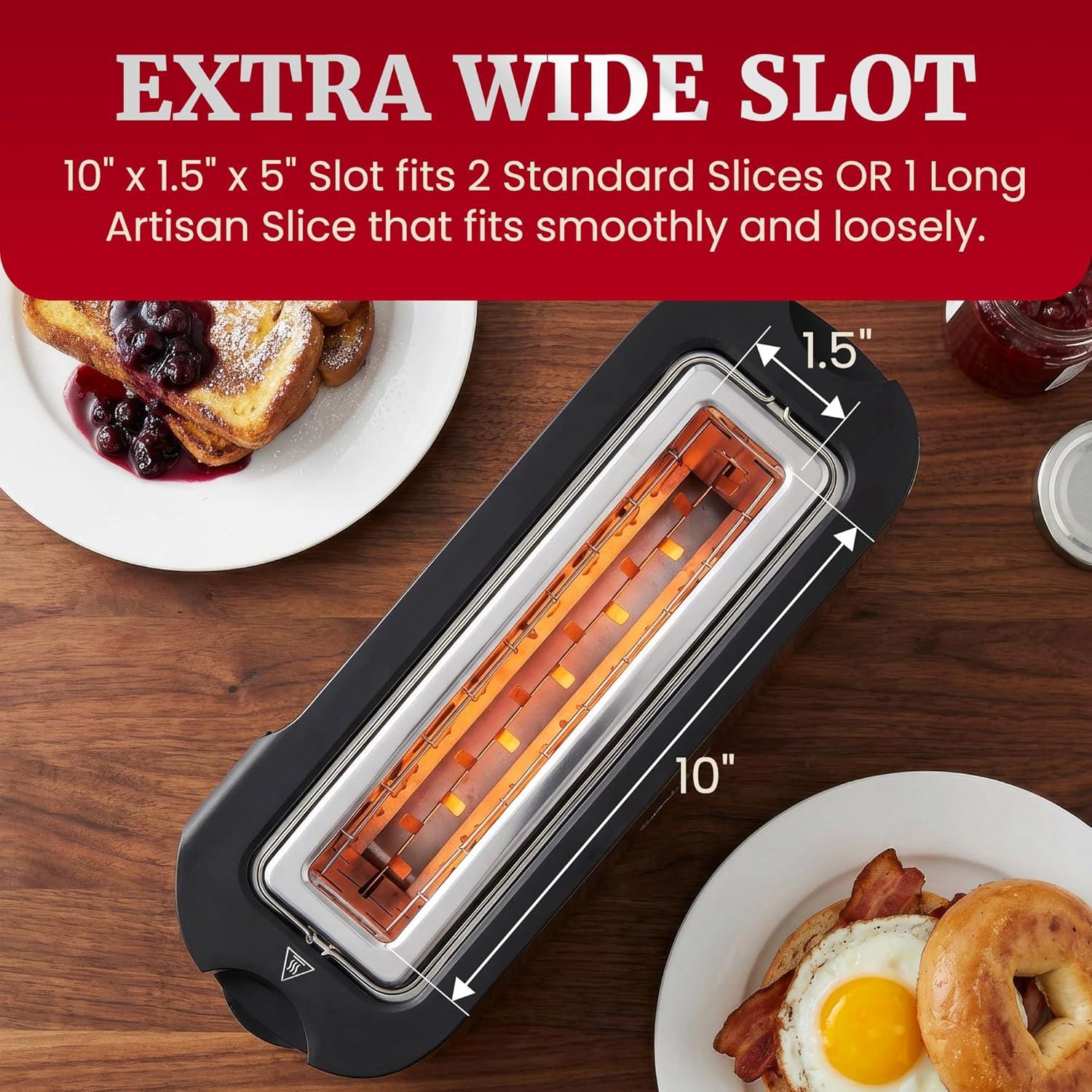 imageElite Gourmet ECT5322 Long Slot 4 Slice Toaster Countdown Timer Bagel Function 6 Toast Setting Defrost Cancel Function Builtin Warming Rack Extra Wide Slots for Bagels Waffles Stainless SteelStainless Steel