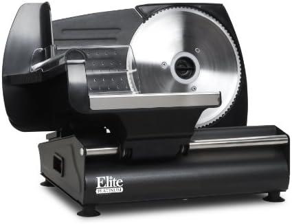 imageElite Gourmet EMT625B Ultimate Precision Electric Deli Food Meat Slicer Removable Stainless Steel Blade Adjustable Thickness Ideal for Cold Cuts Hard Cheese Vegetables amp Bread 75 BlackBlack