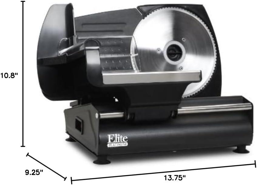imageElite Gourmet EMT625B Ultimate Precision Electric Deli Food Meat Slicer Removable Stainless Steel Blade Adjustable Thickness Ideal for Cold Cuts Hard Cheese Vegetables amp Bread 75 BlackBlack
