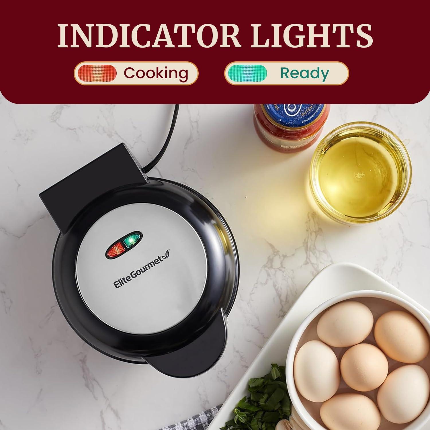 imageElite Gourmet EOM205 NonStick Omelet Frittata Snack Pocket Maker for 2 Individual 65 Omelets Stainless Steel and BlackStainless Steel and Black