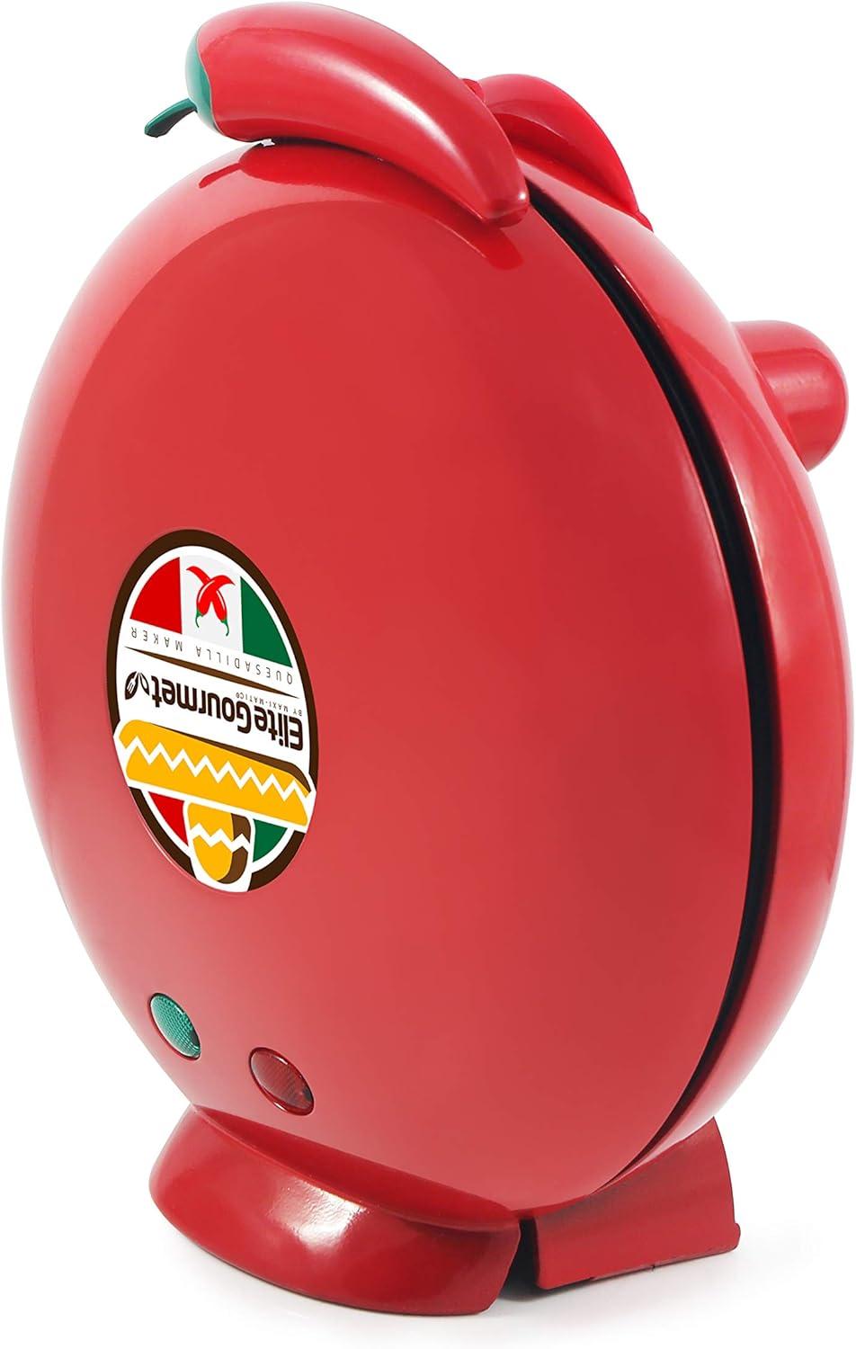 imageElite Gourmet EQD413 Electric NonStick 8 Quesadilla Maker EasySlice 6Wedge Grilled Cheese Corn Flour Tortilla Snacks Red8