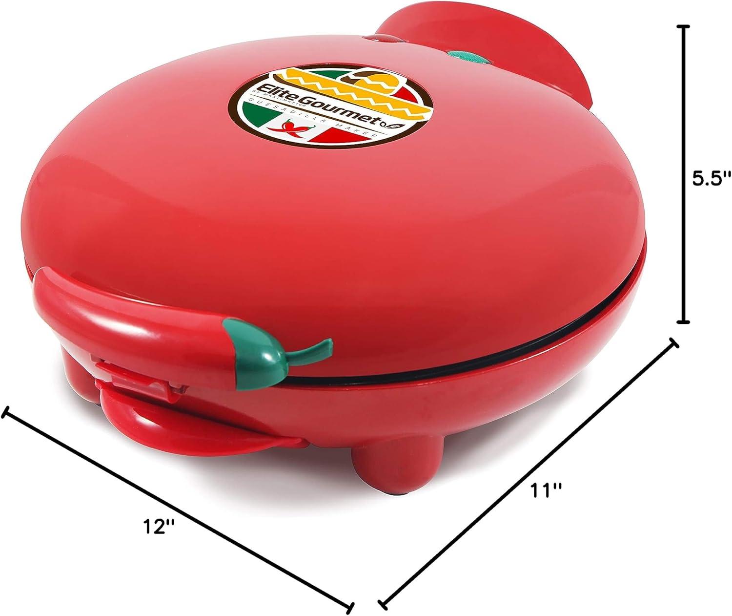 imageElite Gourmet EQD413 Electric NonStick 8 Quesadilla Maker EasySlice 6Wedge Grilled Cheese Corn Flour Tortilla Snacks Red8