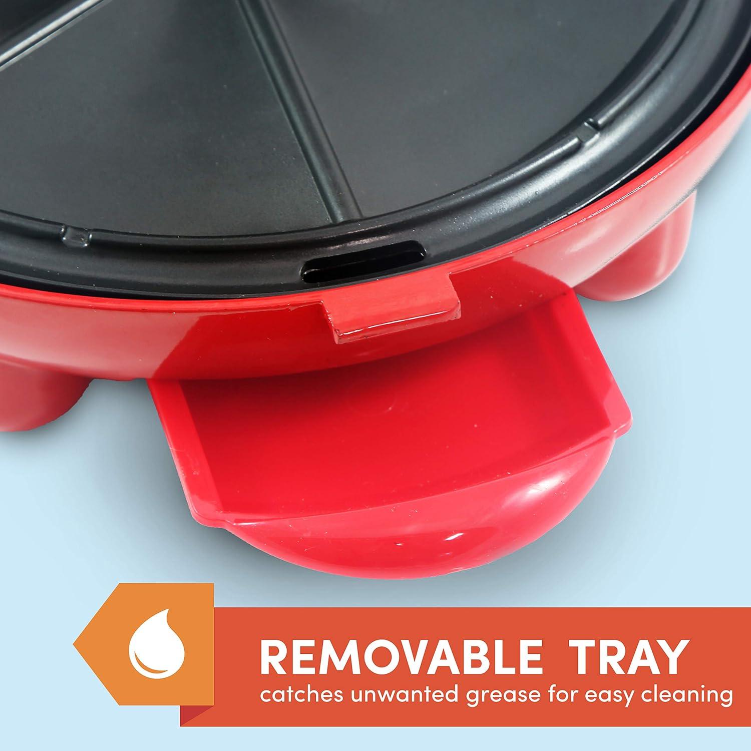 imageElite Gourmet EQD413 Electric NonStick 8 Quesadilla Maker EasySlice 6Wedge Grilled Cheese Corn Flour Tortilla Snacks Red8