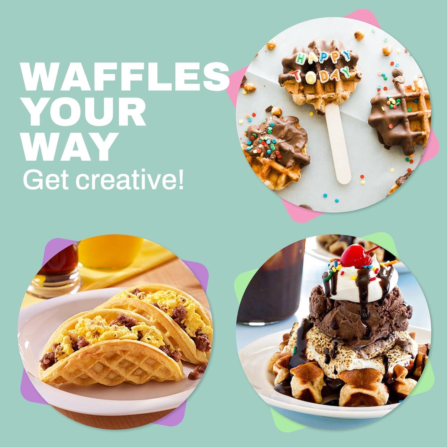 imageElite Gourmet EWM013MX Electric Nonstick Mini Waffle Maker with 5inch cooking surface Belgian Waffles Compact Design Hash Browns Keto Snacks Sandwich Eggs Easy to Clean MintMint
