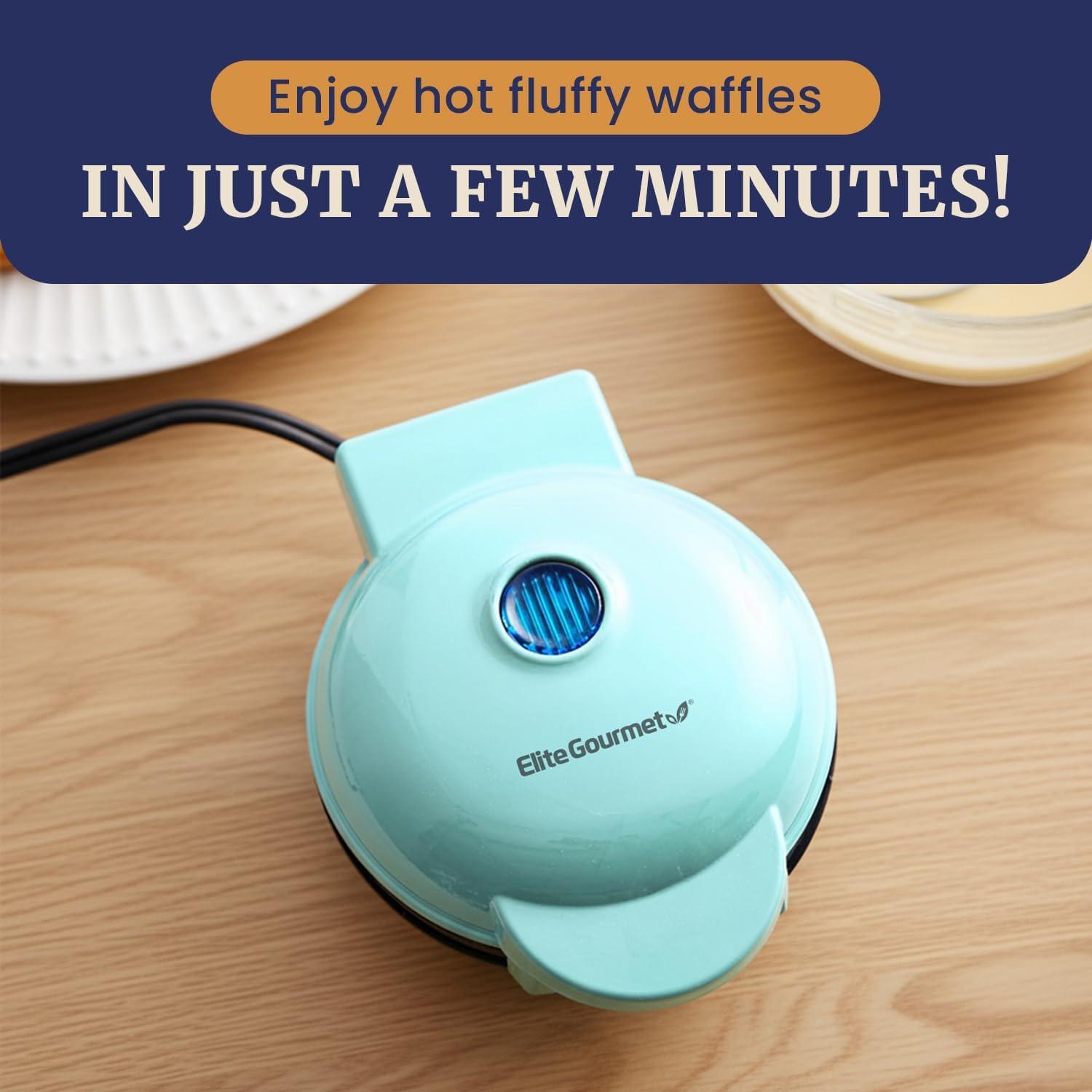 imageElite Gourmet EWM015M Electric Nonstick 45inch Mini Waffle Maker Belgian Waffles Compact Design Hash Browns Keto Snacks Sandwich Eggs Easy to Clean MintMint