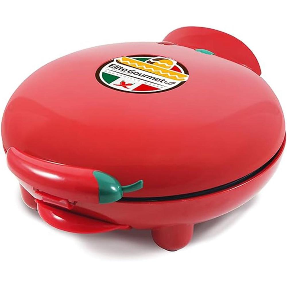imageElite Gourmet EQD413 Electric NonStick 8 Quesadilla Maker EasySlice 6Wedge Grilled Cheese Corn Flour Tortilla Snacks Red8