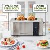 Elite Gourmet ECT3401 Long Slot 4 Slice Toaster, 1.5” Slot Width, 6 Toast Shade Settings, Reheat, Defrost & Cancel Functions, Extra Large Slots for Bagels, Waffles, Artisan Breads, Stainless Steel