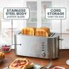 Elite Gourmet ECT4123X Long Slot 4 Slice Toaster, Extra Wide 1.5″ and 5.1″ Deep Slots, Bagel, Defrost & Cancel Functions, 6 Toast Shade Settings, Fits Bagels, Waffles, Artisan Breads, Stainless Steel(Stainless Steel)