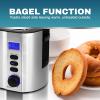 Elite Gourmet ECT4400B# Long Slot 4 Slice Toaster, Countdown Timer, 6 Toast Setting, Defrost, Cancel Function, Built-in Warming Rack, Extra Wide Slots for Bagel Waffle, Stainless Steel(4 Slice)