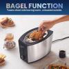 Elite Gourmet ECT4400B# Long Slot 4 Slice Toaster, Countdown Timer, 6 Toast Setting, Defrost, Cancel Function, Built-in Warming Rack, Extra Wide Slots for Bagel Waffle, Stainless Steel(2 Slice)
