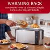 Elite Gourmet ECT5322 Long Slot 4 Slice Toaster, Countdown Timer, Bagel Function 6 Toast Setting, Defrost, Cancel Function, Built-in Warming Rack, Extra Wide Slots for Bagels Waffles, Stainless Steel(Stainless Steel)