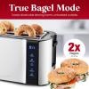 Elite Gourmet ECT5322 Long Slot 4 Slice Toaster, Countdown Timer, Bagel Function 6 Toast Setting, Defrost, Cancel Function, Built-in Warming Rack, Extra Wide Slots for Bagels Waffles, Stainless Steel(Black & Stainless Steel)
