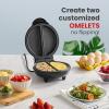 Elite Gourmet EOM123 Non-Stick Omelet, Frittata, Snack Pocket Maker, Dessert Maker, 2 Individual 5.6″ Omelets, Stainless Steel(Stainless Steel and Black)