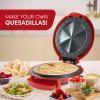 Elite Gourmet EQD-413 Electric Non-Stick 8″ Quesadilla Maker, Easy-Slice 6-Wedge, Grilled Cheese Corn Flour Tortilla Snacks, Red(11 “)