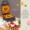 Elite Gourmet EWM015M Electric Nonstick 4.5-inch Mini Waffle Maker, Belgian Waffles, Compact Design, Hash Browns, Keto, Snacks, Sandwich, Eggs, Easy to Clean, Mint(Slate blue)
