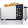 Elite Gourmet ECT4123X Long Slot 4 Slice Toaster, Extra Wide 1.5″ and 5.1″ Deep Slots, Bagel, Defrost & Cancel Functions, 6 Toast Shade Settings, Fits Bagels, Waffles, Artisan Breads, Stainless Steel(Black/Stainless Steel)