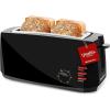 Elite Gourmet ECT4829B Long Slot 4 Slice Toaster, 6 Toast Settings Toaster Defrost, Reheat, Cancel Functions, Slide Out Crumb Tray, Extra Wide Slots for Bagels Waffles, Black(Black)