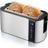 Elite Gourmet ECT5322 Long Slot 4 Slice Toaster, Countdown Timer, Bagel Function 6 Toast Setting, Defrost, Cancel Function, Built-in Warming Rack, Extra Wide Slots for Bagels Waffles, Stainless Steel(Black & Stainless Steel)