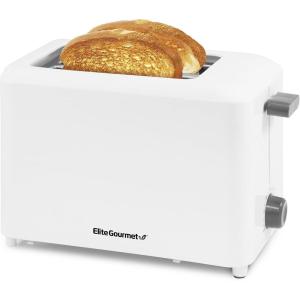 Elite Gourmet ECT-1027 Cool Touch Toaster, 7 Toast Settings Cancel Functions, Slide Out Crumb Tray, Extra Wide 1.5″ Slots for Bagels Waffles Specialty Breads, Puff Pastry, Snacks, White(2 Slice)