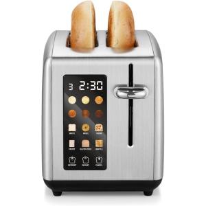 Elite Gourmet ECT4123X Long Slot 4 Slice Toaster, Extra Wide 1.5″ and 5.1″ Deep Slots, Bagel, Defrost & Cancel Functions, 6 Toast Shade Settings, Fits Bagels, Waffles, Artisan Breads, Stainless Steel(Gloss Black)