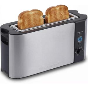 Elite Gourmet ECT5322 Long Slot 4 Slice Toaster, Countdown Timer, Bagel Function 6 Toast Setting, Defrost, Cancel Function, Built-in Warming Rack, Extra Wide Slots for Bagels Waffles, Stainless Steel(Stainless Steel)