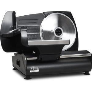 Elite Gourmet EMT-625B Ultimate Precision Electric Deli Food Meat Slicer Removable Stainless Steel Blade, Adjustable Thickness, Ideal for Cold Cuts, Hard Cheese, Vegetables & Bread, 7.5”, Black(Black)
