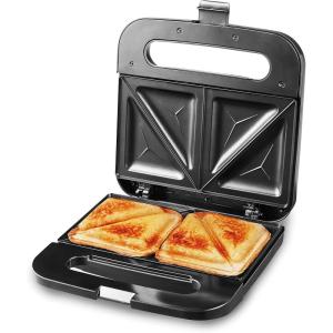 Elite Gourmet ESM2207XSS Sandwich Panini Maker Grilled Cheese, Machine Tuna Melt Omelets Non-stick Cooking Surface, 2 Slice, 750 Watts, Stainless Steel(New Version)