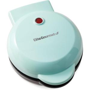 Elite Gourmet EWM-013MX Electric Nonstick Mini Waffle Maker with 5-inch cooking surface, Belgian Waffles, Compact Design, Hash Browns, Keto, Snacks, Sandwich, Eggs, Easy to Clean, Mint(Mint)