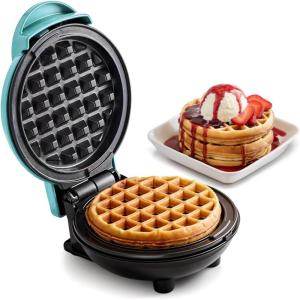 Elite Gourmet EWM015M Electric Nonstick 4.5-inch Mini Waffle Maker, Belgian Waffles, Compact Design, Hash Browns, Keto, Snacks, Sandwich, Eggs, Easy to Clean, Mint(Mint)